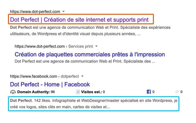 Exemple de méta title et méta description pour Google