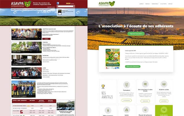 refonte du site web ASAVPA27 avec un avant après