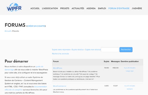 forum communauté wordpress wpfr