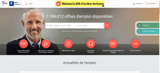 page accueil du site pole emploi